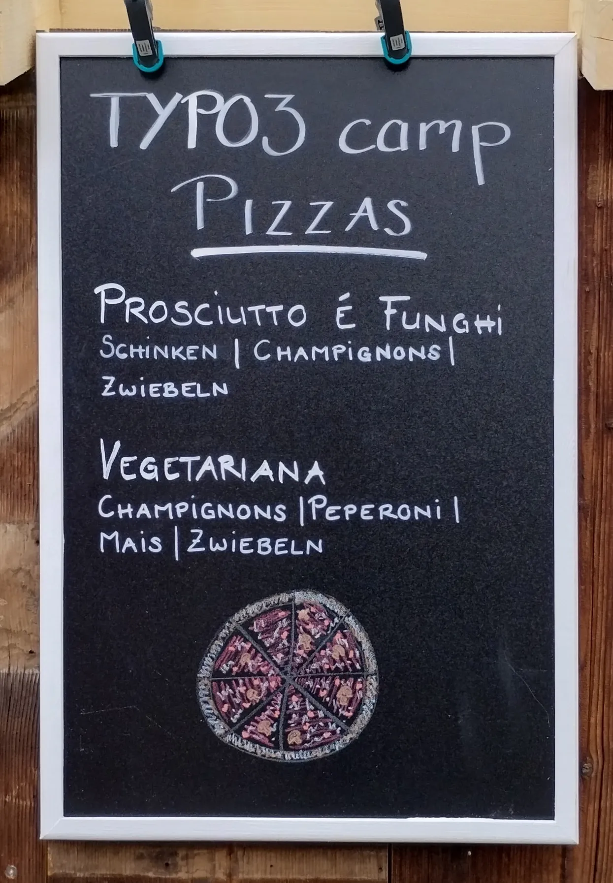 Pizzamenü TYPO3 Barcamp: Prosciutto e Funghi oder Vegetariana